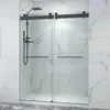 56-60" W x 76" H Double Sliding Frameless Shower Doors, Glass Door with 3/8" (10mm) Clear SGCC Tempered Glass, Shower Doors 2