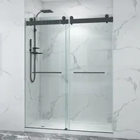 56-60" W x 76" H Double Sliding Frameless Shower Doors, Glass Door with 3/8" (10mm) Clear SGCC Tempered Glass, Shower Doors 2