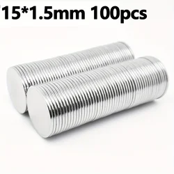 Compact Neodymium Rare Earth Magnets - Versatile for Office, Home, and Hanging Solutions (15x1.5mm 100pcs)