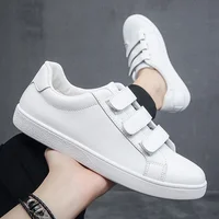 New Spring and Autumn Men's White Shoes, Fashionable Student Board Shoes, Men's Casual Leather Shoes