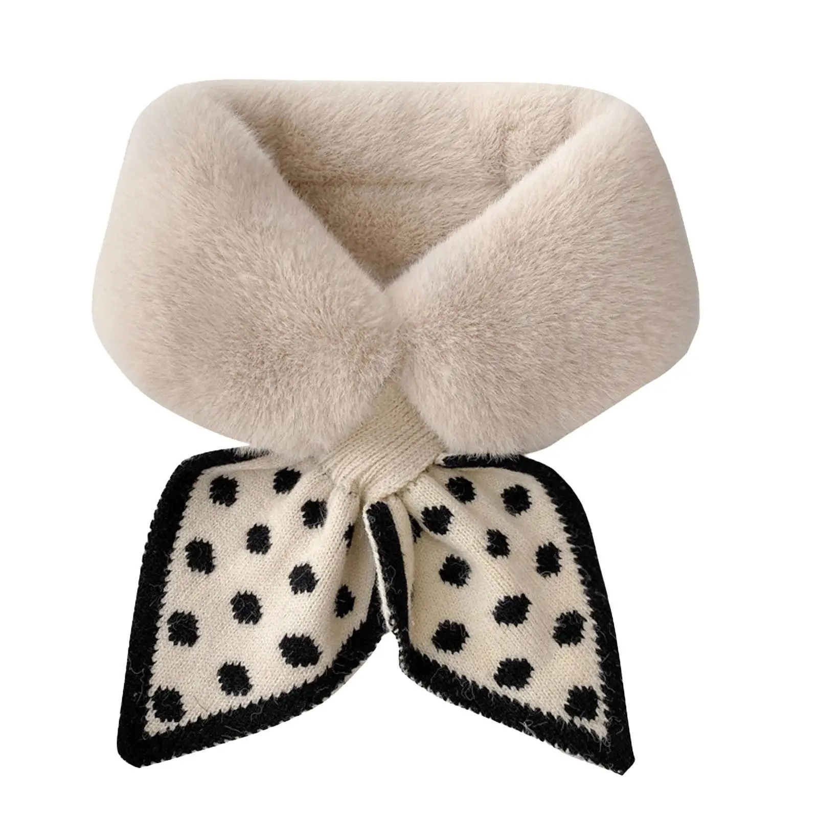 Knitted Faux Rabbit Fur Shawl Cross Scarf Collar Winter Collars and Scarves Neck Cover Women Luxury Neck Warmer Scarf Collar