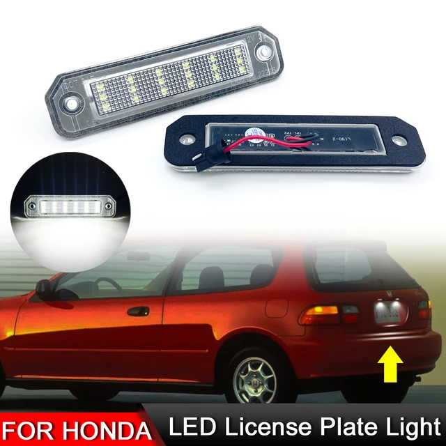 6000K White LED License Plate Light For 92-00 Honda Civic Del Sol EG EH EJ  EK EM