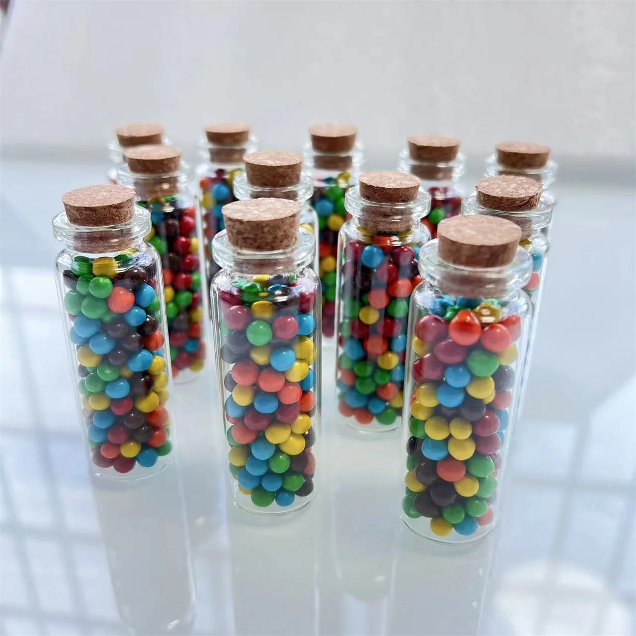 50/100 pcs/Lot 12ml Decorative Glass Bottles With Cork Stopper Crafts Tiny Jars Pendant bottle Empty Glass Jar Mini tube Gift 6