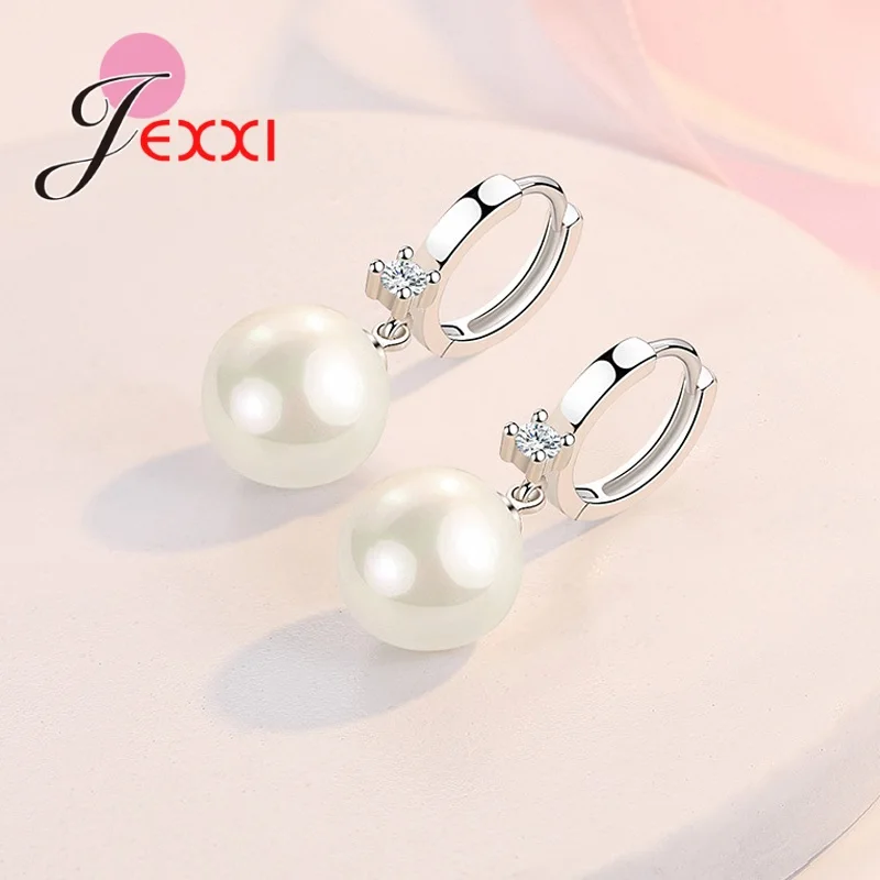 925 Sterling Silver Jewelry Set Earring Necklace Exquisite Polished Pearls Ornaments for Woman Wedding Accessories