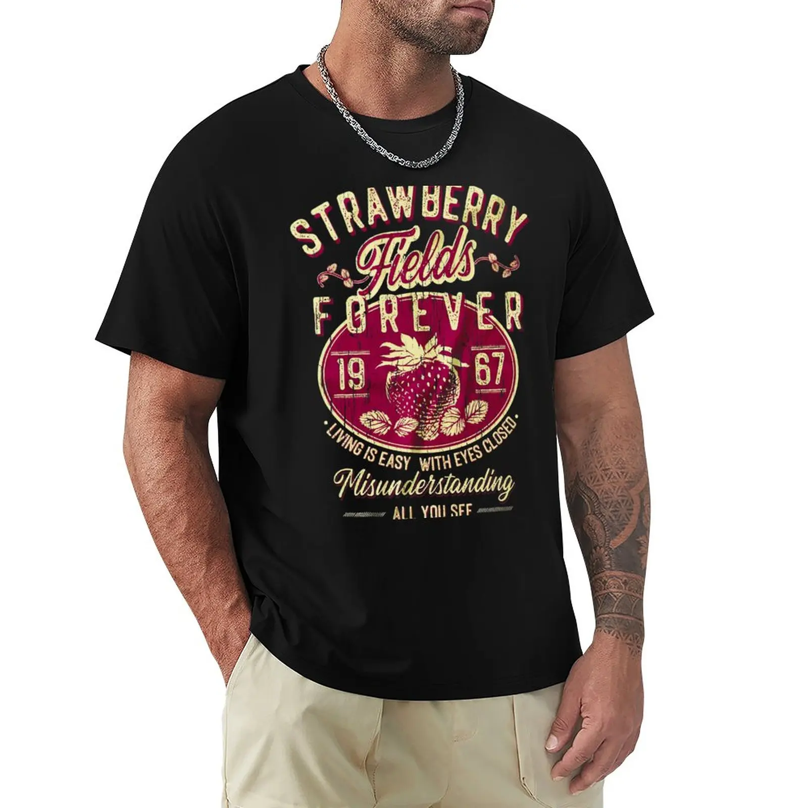 Strawberry Fields Forever T-Shirt T-Shirt Uomo Abbigliamento Estetico Camicie Da Allenamento Da Uomo