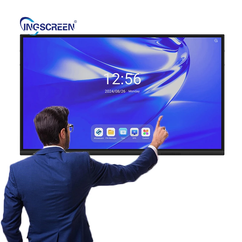 INGSCREEN Manufacturer Support Touch Function 55 65 75 Inch LCD 4K Smart Interactive Board With Android 12.0 8+128