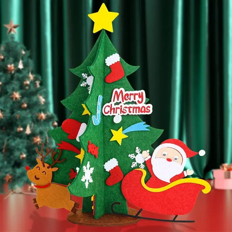 Christmas DIY Handmade Craft Kit Christmas Tree Decoration Creative 3D Sticker Adhesive Paste Toys for Kindergarten Gift