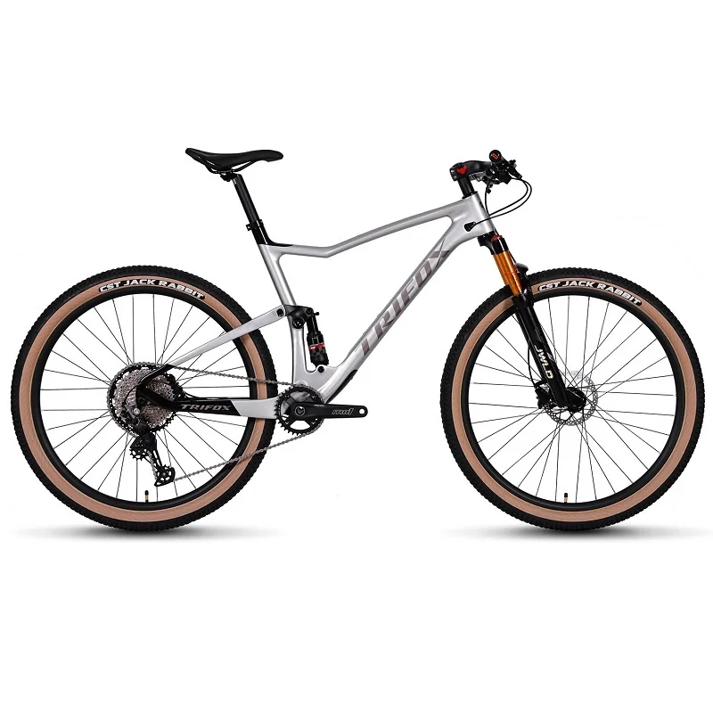 TRIFOX-Fibra De Carbono Mountain Bike, Absorção De Choque, Freio A Disco, 29 Polegada Quadro MTB De Suspensão Total, Bicicleta De Velocidade Variável Off-Road