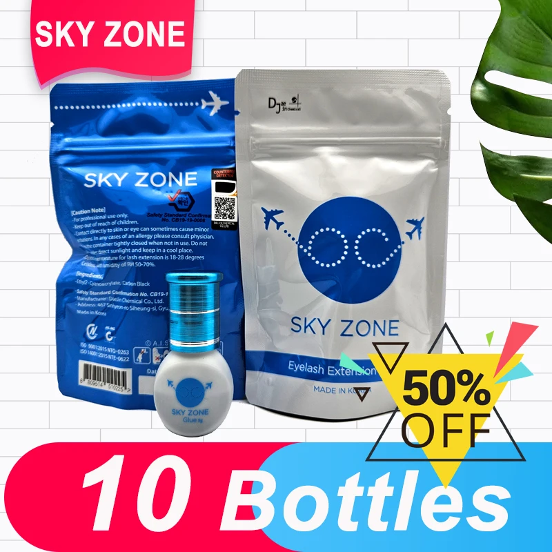 10Bottles/lot Sky Zone Glue Original Korea 1-2s Dry Time Fastest Strongest Eyelash Extensions Glue Most Powerful Keep 6-7weeks eyelash glue