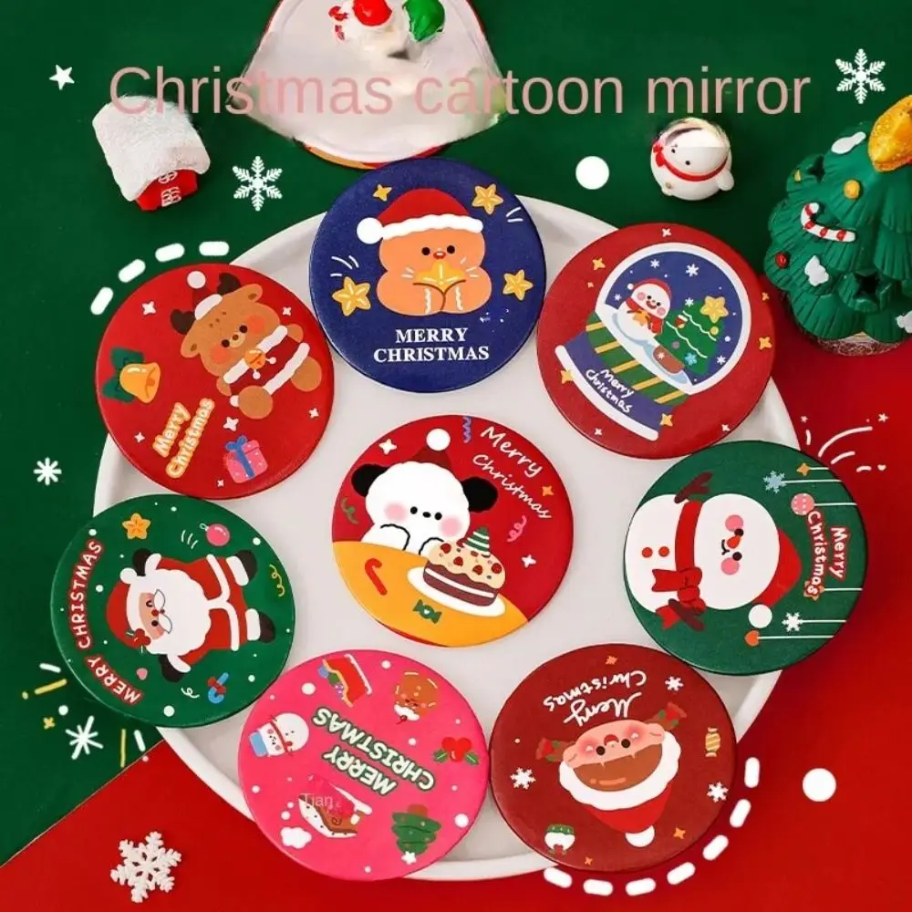 New Glass Cartoon Christmas Mirror Easy To Carry Pocket Make-up Mirror Portable Mini Makeup Mirror Vanity Mirror