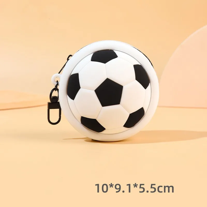3D Cartoon Sports Silicone Coin Purse Wallets Earphone Storage Bag Key Pouch Mini Ball Shaped Keychain Zipper Change Purses