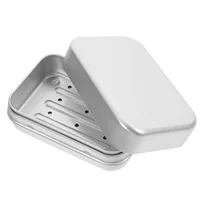 Practical Soap Box with Lid Aluminum Tin Square Soap Holder Box Travel Soap Storage Case Prevent Soap Dissolving Bathroom Supply 1