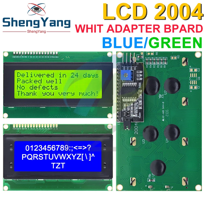 Modulo LCD 2004 20x4 Con Interfaccia I2C Per Arduino - Display Con Retroilluminazione Blu Per Mega E Uno