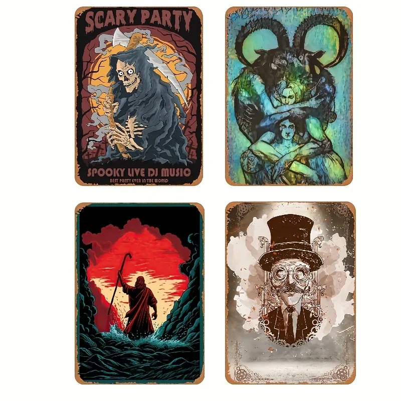 

Vintage Grim Reaper Spooky Metal Tin Sign Poster, Art Decoration Home Bar Wall Decoration Halloween Decorative Metal Plaque Sign
