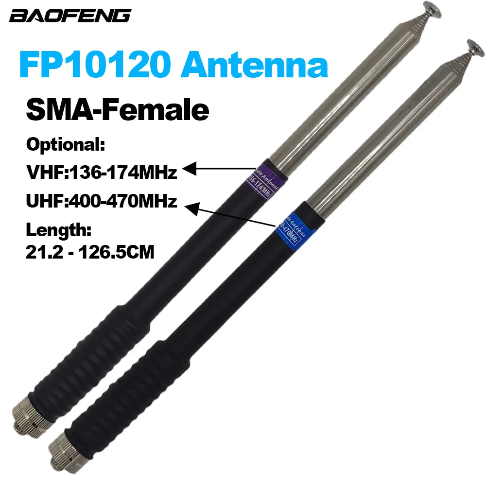 

Telescopic Antenna FP10120 SMA-Female 212-1265mm U/V High Gain Walkie Talkie Antenna For BAOFENG KENWOOD QUANSHENG Two Way Radio