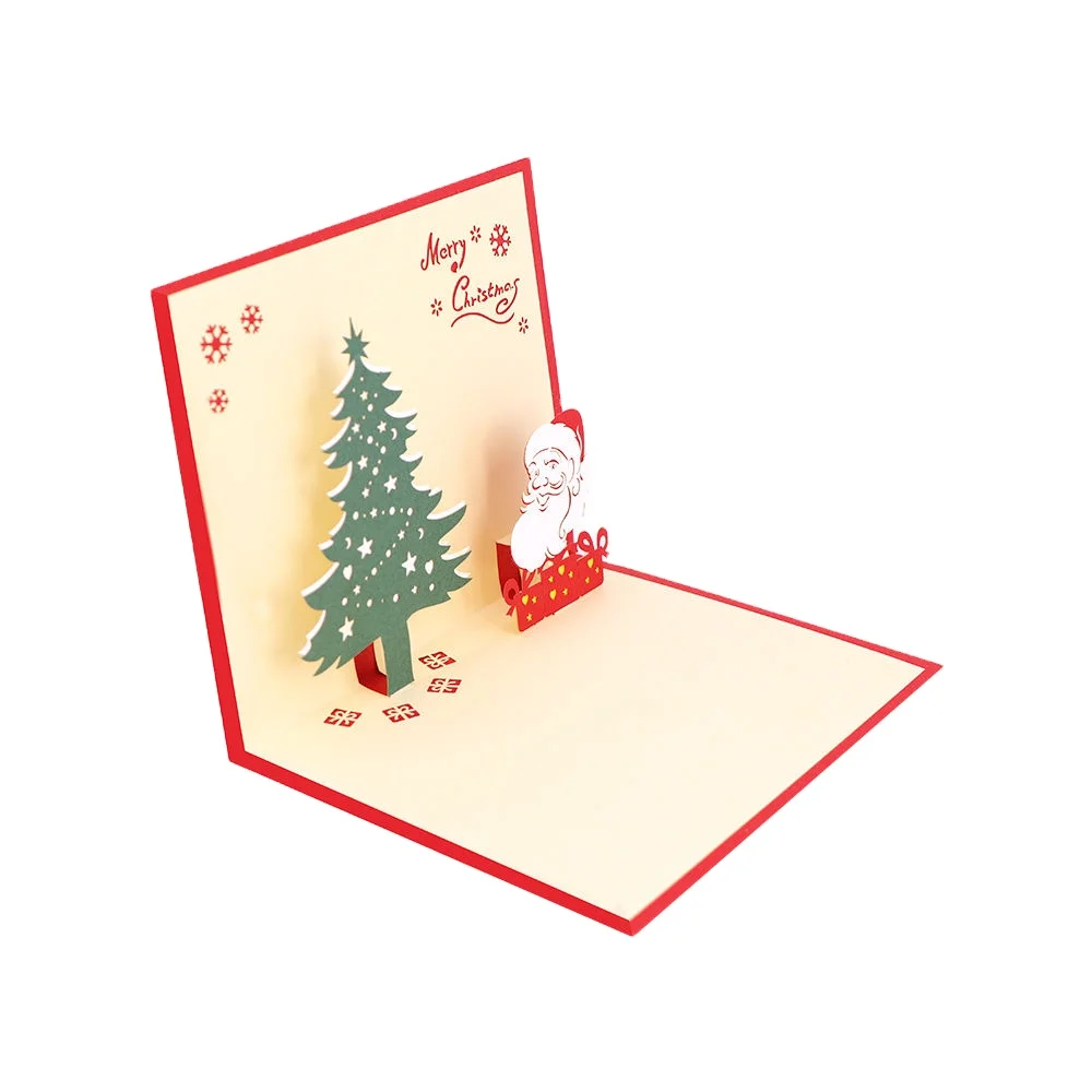 

WINPSHEG shenzhen OEM Gorgeous design Santa Claus merry christmas tree pop up greeting cards