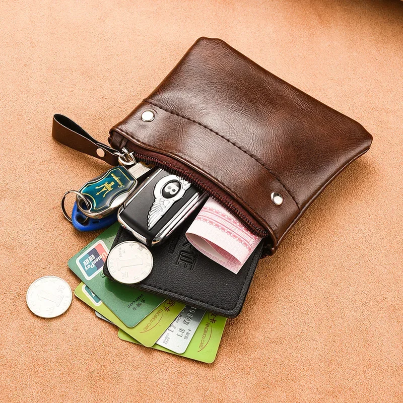 Change bag men's and women's 2024 new short wallet thin solid color PU change bag mini zipper card coin bag 2