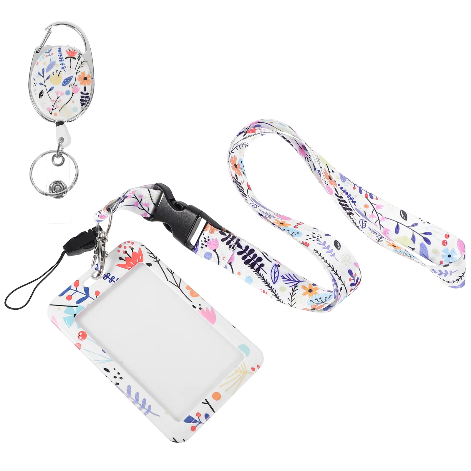 

Flower Pattern Card Sleeve Id Badge Holder Lanyard Picture Anti-scratch Case School Cards Keeper