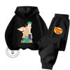 2024 Phineas and Ferb Cartoon Themed Collection Fashionable and Affordable Children's Spring and Autumn Long Sleeve Hoodie Set 1