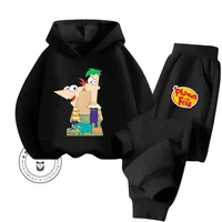 2024 Phineas and Ferb Cartoon Themed Collection Fashionable and Affordable Children's Spring and Autumn Long Sleeve Hoodie Set 1