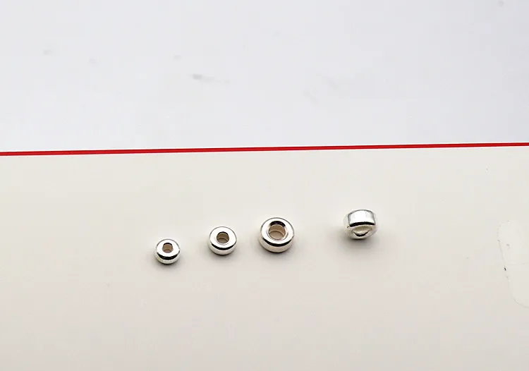 10 Stück solide 925 Sterling Silber Perlen Spacer lose Perlen Rondelle DIY Schmuck machen Komponenten finden Zubehör – Detail 4
