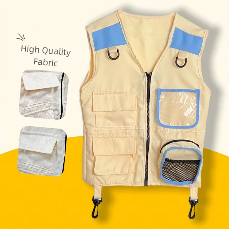 Children Explorer Vest Pretend Play Cosplay Camping Jungle Vest Dress Up for Boys Girls Camping Outdoor Adventures Kids Gift
