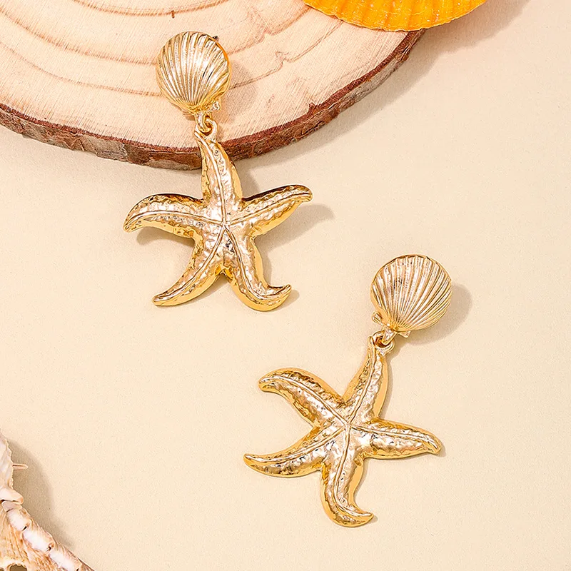 Pendientes De Estrella De Mar Con Elementos Del Océano: Compre