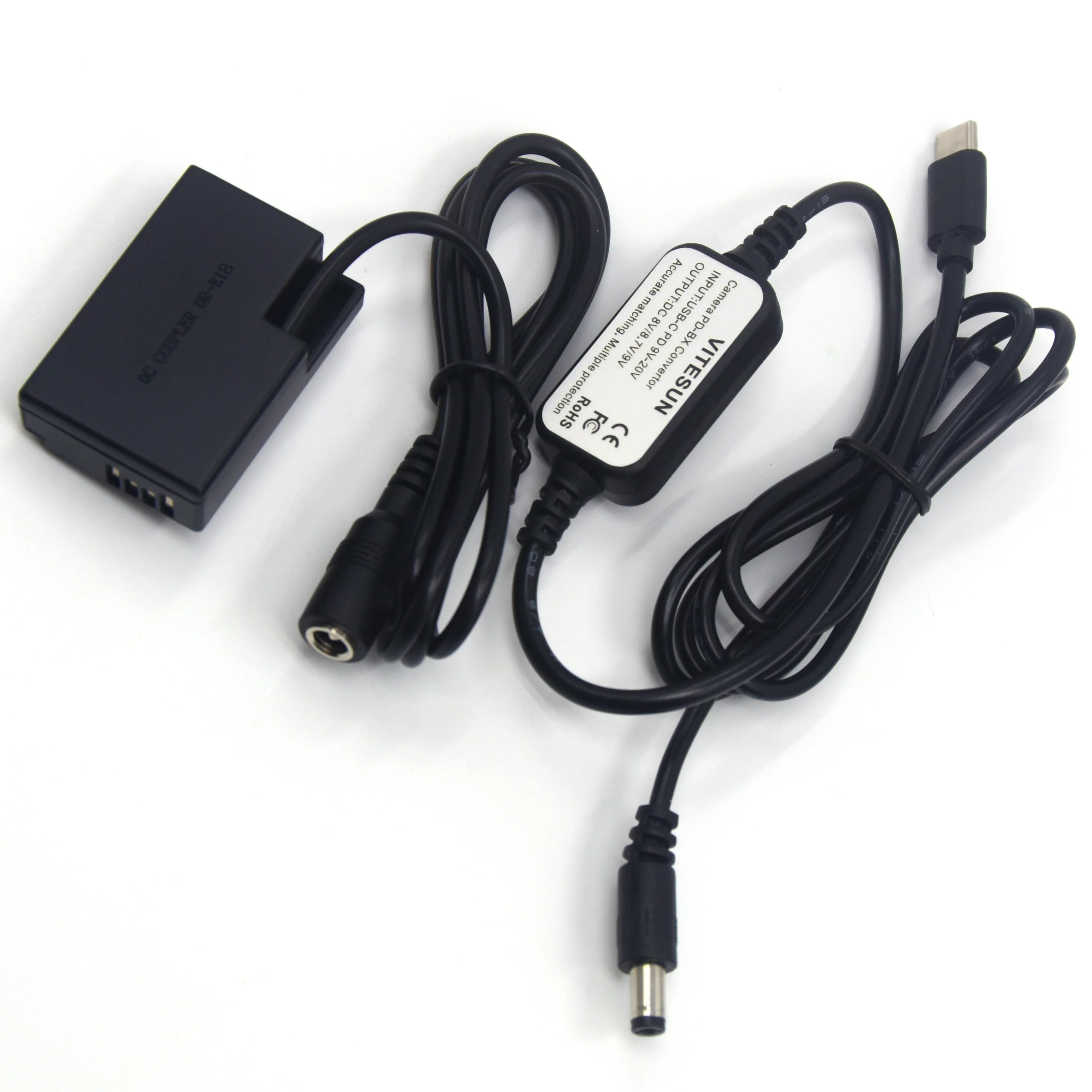 USB Type-C Power Adapter Cable + LP-E17 Dummy Battery DR-E18 for Canon EOS 750D Kiss X8i T7i T6i 760D T6S 77D 800D 200D Rebel