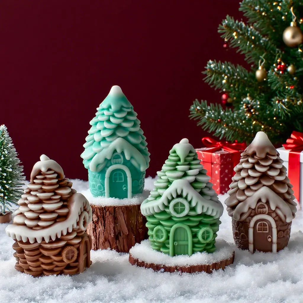 DIY Christmas Candle Mold Pinecone Snow House Silicone Mold for Handmade Soy Wax Candle... - SKU DCCM1845 - UGI Packaging