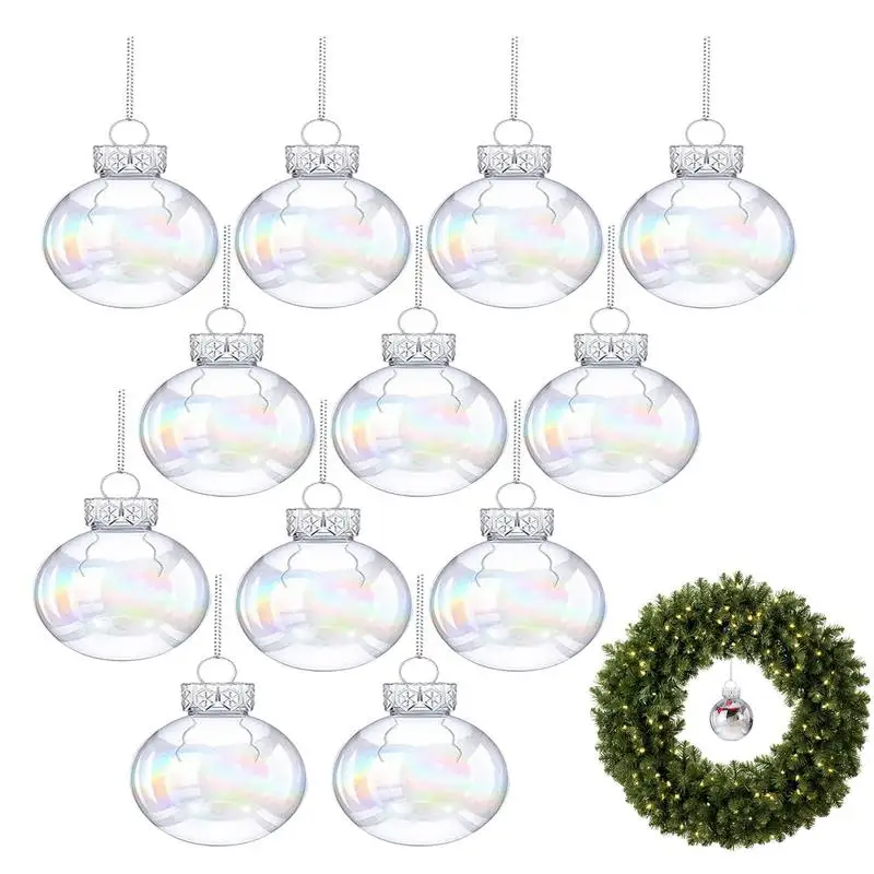 

Clear Christmas Balls For Crafts 2.5 Inch Fillable Clear Bulb Ball Iridescent Clear Balls DIY Christmas Tree Party Favor Wedding