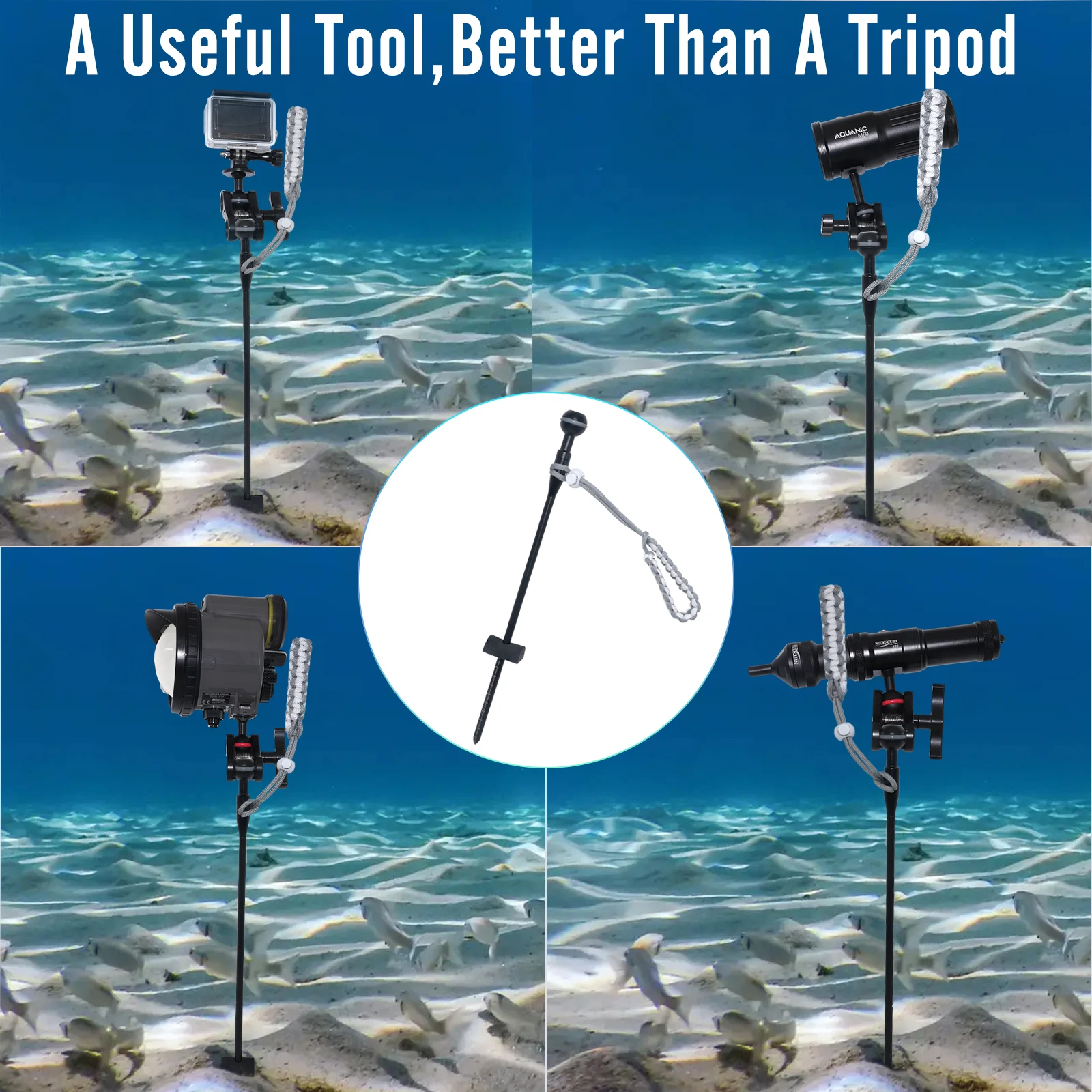 Multi purpose Diving Probe Indicator Rod Underwater Pointer Stick Lobster Stick Diving Light/Gopro Waterproof Shell Bracket