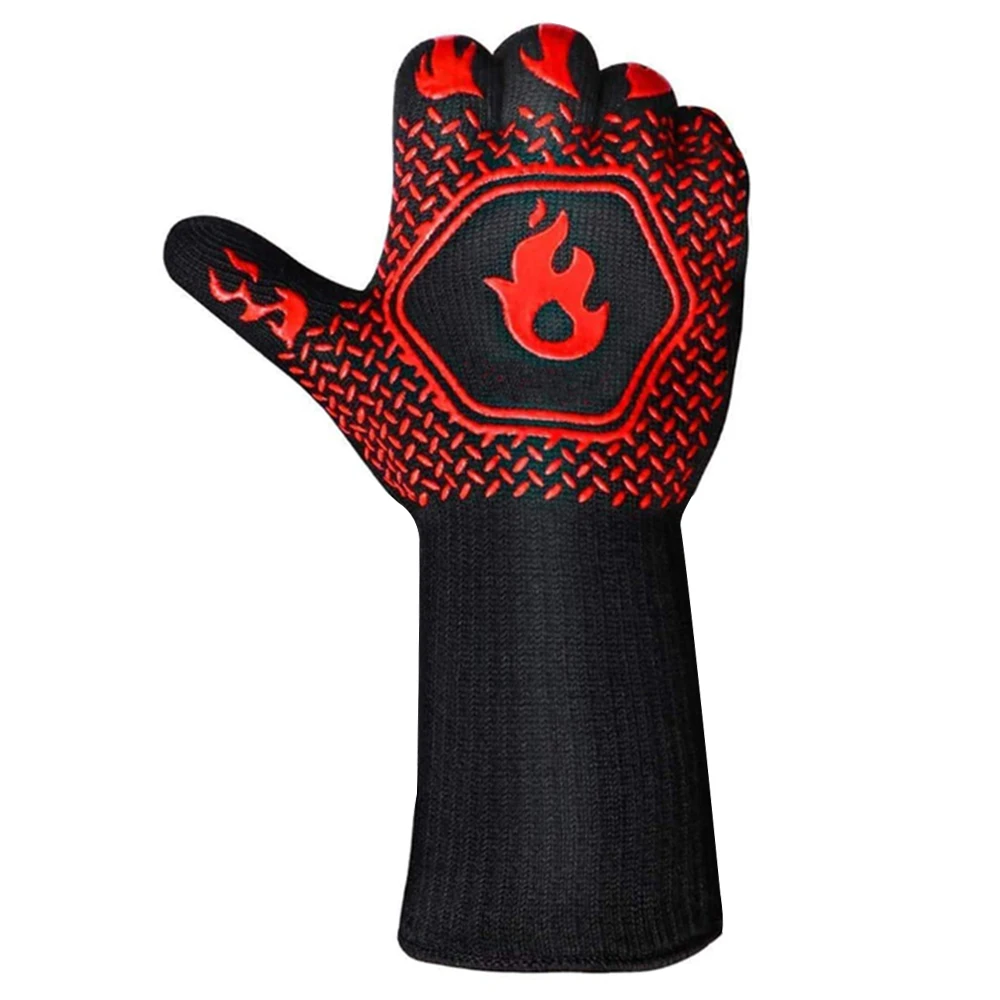 1Piece BBQ Oven Fireproof Heat Resistant Glove 800 Degree Heat Resistant Glove Microwave Heat Lnsulation Tool Silicone Oven Mitt 