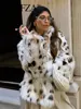 TRAFZA Autumn Winter Women Fashion Print Faux Fur Coat Casual Loose Long Sleeve Plush Thick Warm Jacket Female Y2K Streetwear 4