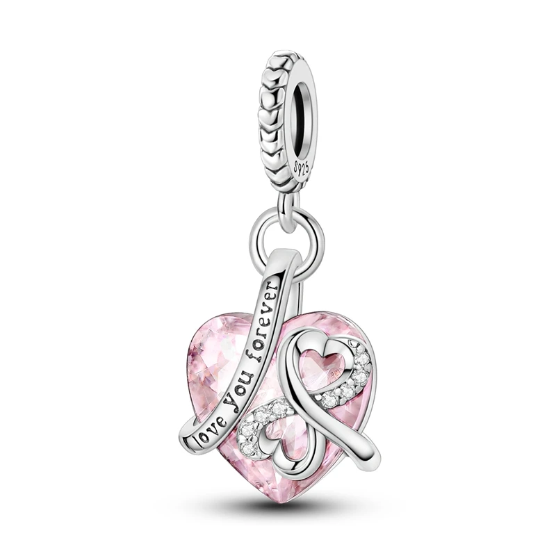 Herzförmige warme Familien-Charm-Perlen aus 100 % 925er-Sterlingsilber, passend für Qikaola Original-Armbänder, feine DIY-Schmuckgeschenke zum Muttertag – Detail 32