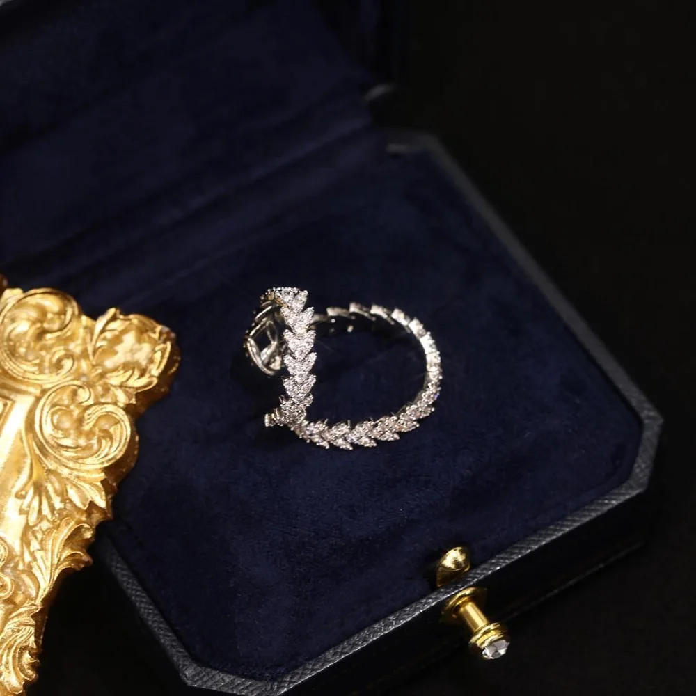 Kristall-Blatt-Ohrklemme, nicht durchstechende Ohrringe für Damen, silberfarben, luxuriös, 1 Stück, Ohrklemme, Modeschmuck, Geschenke für Frauen, KDE137 – Detail 5