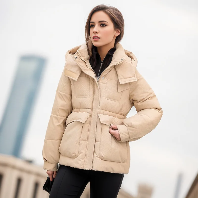 

90% White Duck Down Coat Women Hooded Thick Warm Puffer Jacket 2023 New Winter Large Pocket Female Feather Down Jackets Parkas