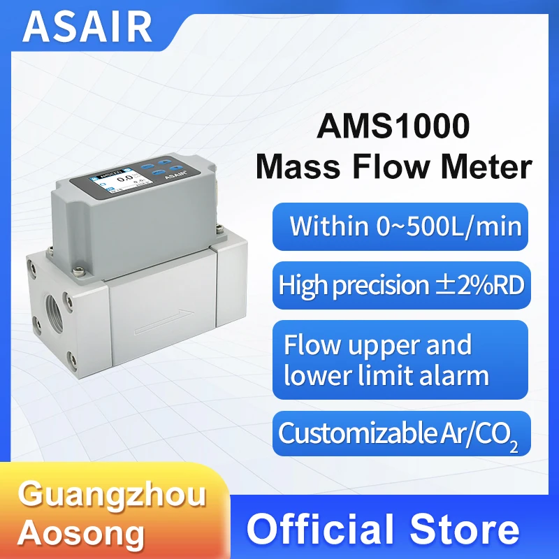 ASAIR AMS1000 High Precision Thermal Mass Flow Meter Oxygen Compressed Air Flow Meter