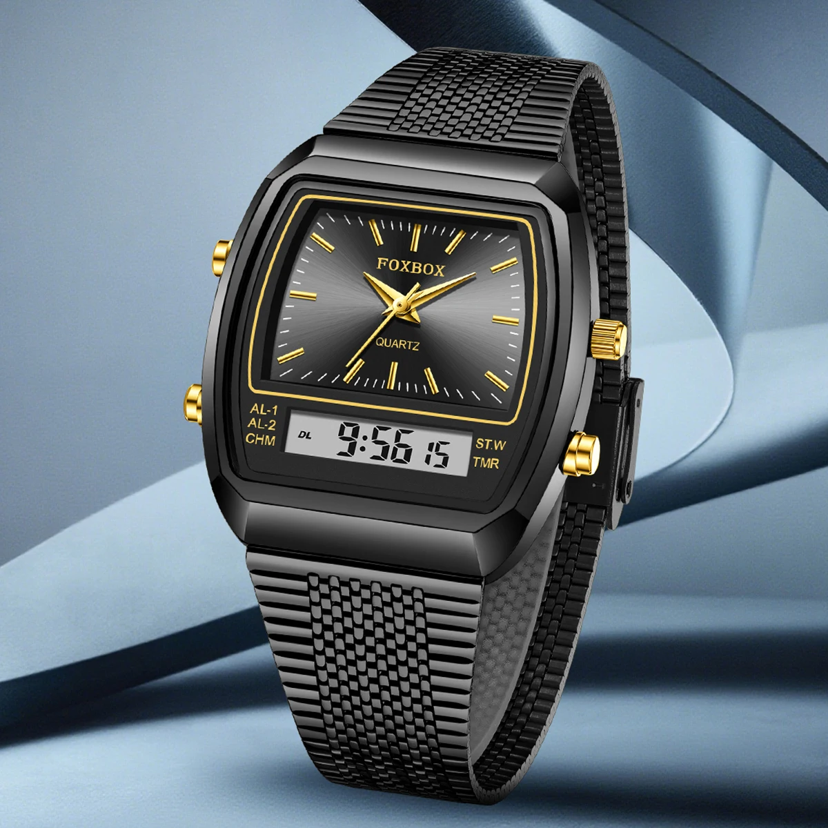 FOXBOX Luxury Dual Display Waterproof Sports Watch - Fashionable Quartz Timepiece