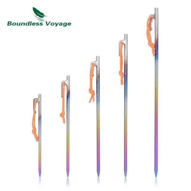Boundless Voyage Titanium Tent Stakes – 6pcs Heavy Duty Camping Pegs Ti4013P 1