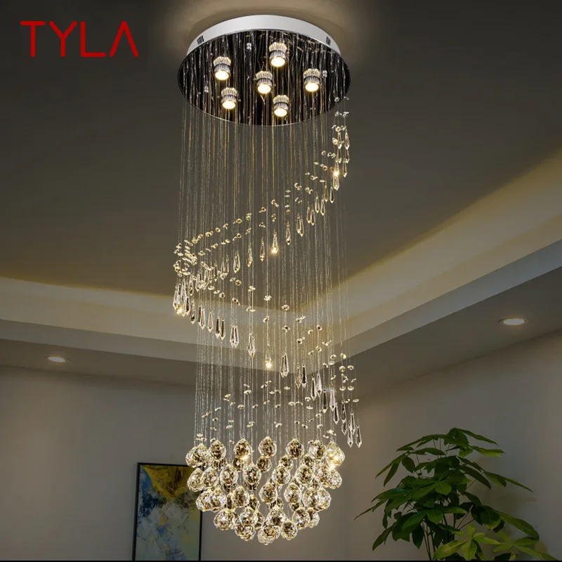 

TYLA Modern Crystal Hanging Pendant Light LED Luxury Creative Rotate Chandelier Lamp for Home Living Room Duplex Villa
