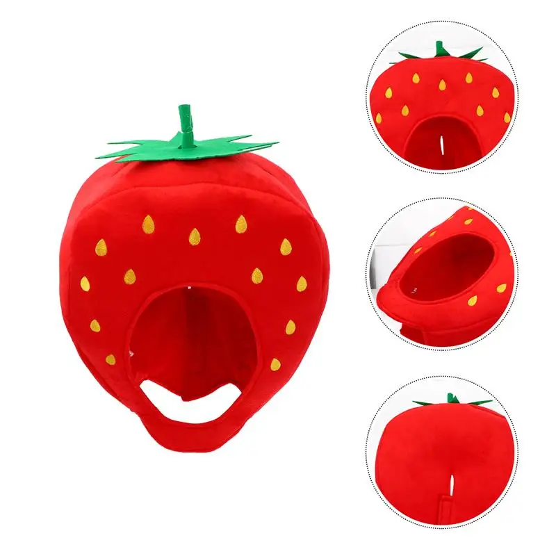 1pc Plush Hat Funny Strawberry Shape Headwear Cosplay Hat Cartoon Photo Prop