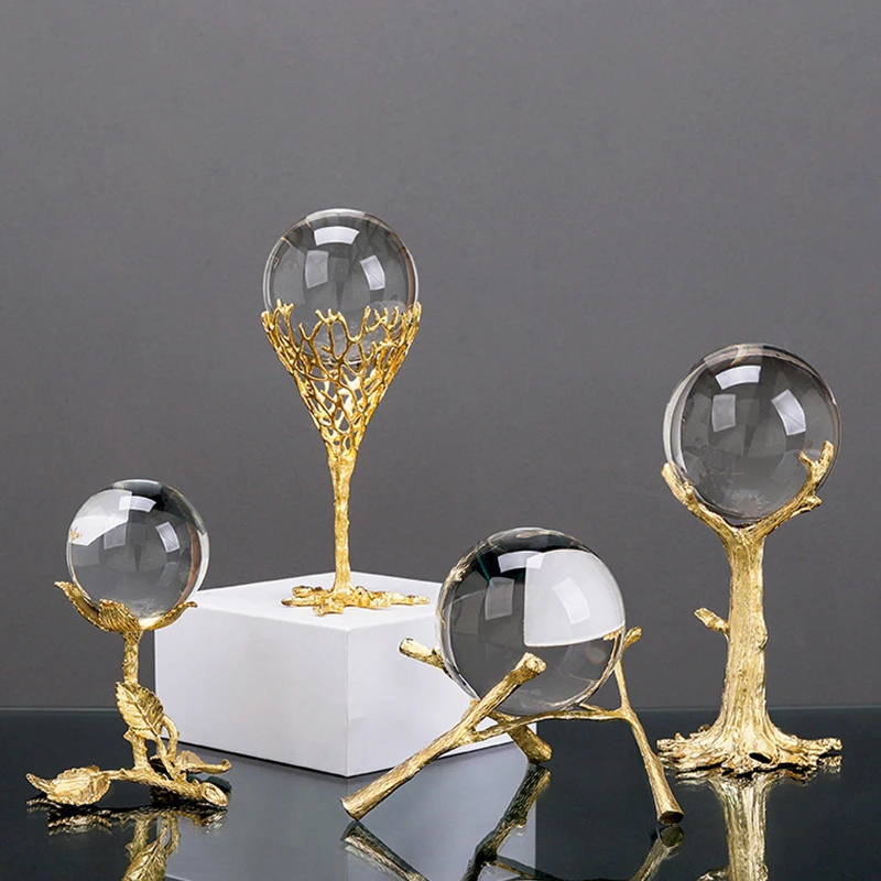 Modern Metal Crystal Ball Desktop Decoration Home Iron Geometric Crafts Nordic Living Room Luxury Ornaments - Image 3