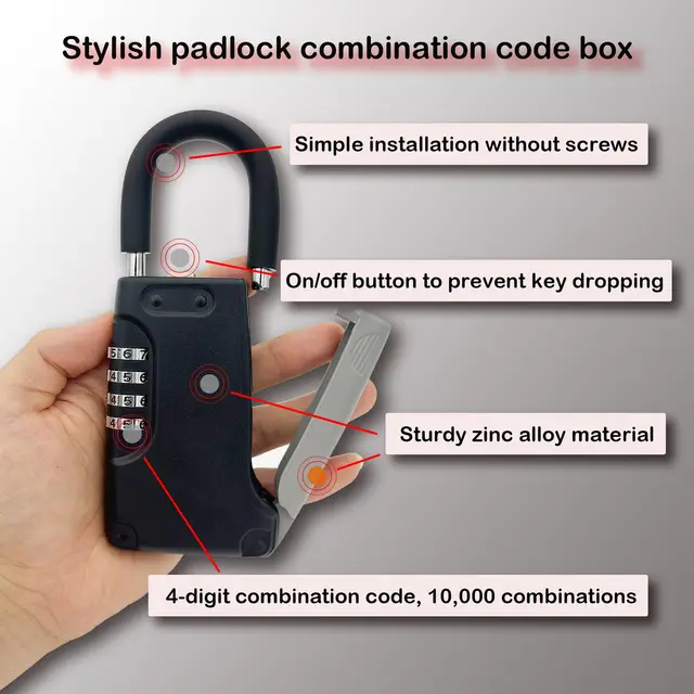 Portable Key Storage Metal Key Safe Box with Beam Resettable Lockbox Combination Lock Box for Home Realtors Vacation Rentals ﻿ 4