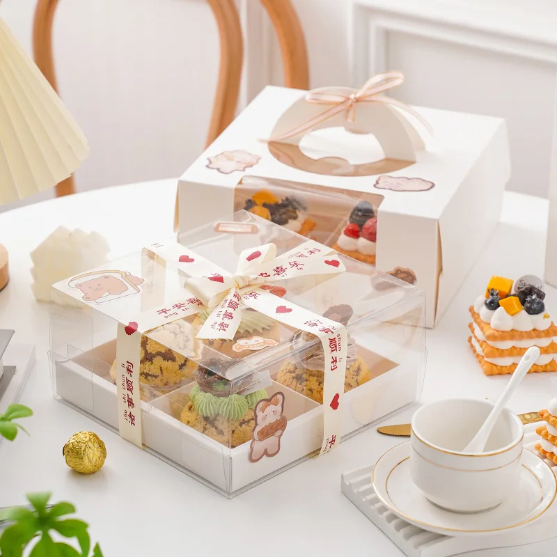 5 Pcs 6-Inch White Paper Cake Boxes with Handle – Windowed Packaging for Mousse, Pastri... - SKU TCGB1649 - UGI Packaging