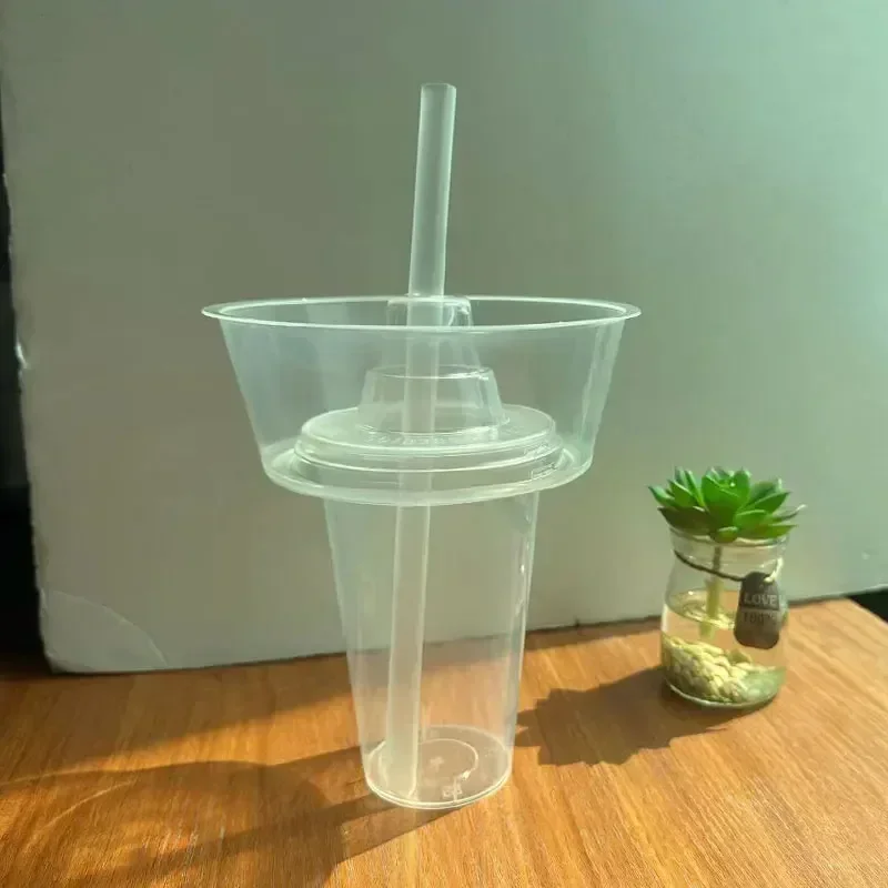 50pcs 500/700ml Disposable Food Cola Cup Thick Plastic Walking Hot Pot Cups Cold Drink Fruits Cup Holder Bowl Vegetable Cups