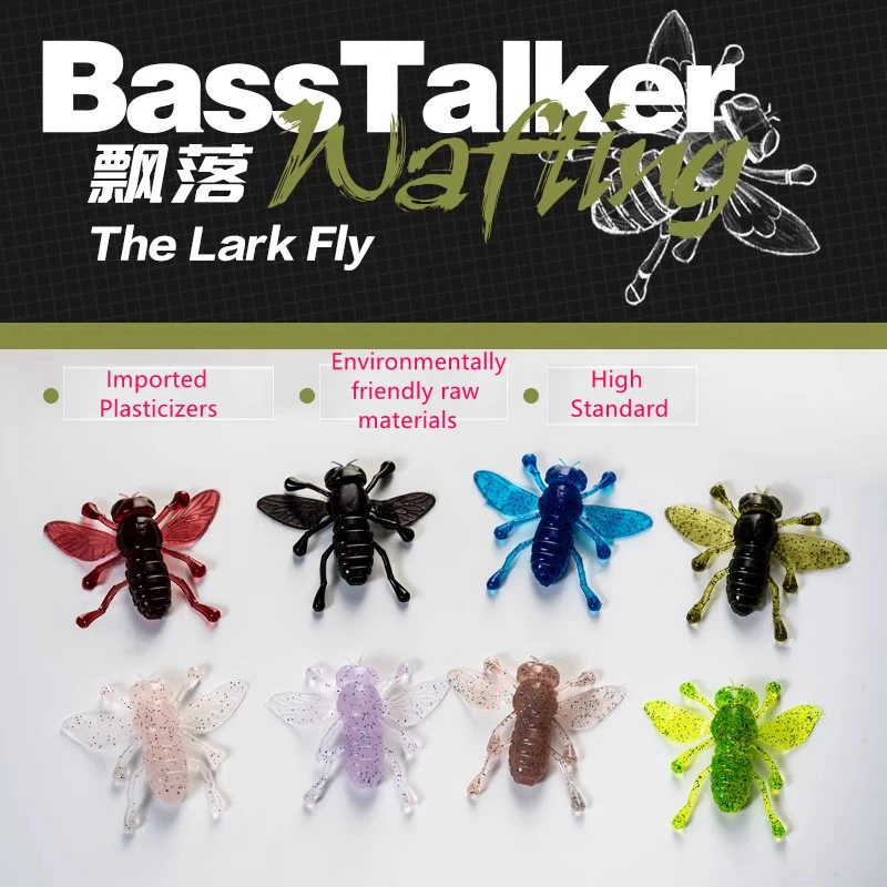 

8pcs 2024 New BassTalker Luoying 35mm/1g Soft Bait for Small Flies Q Elastic Plasticizer Artificial Wobbler Fishing Lures Tackle