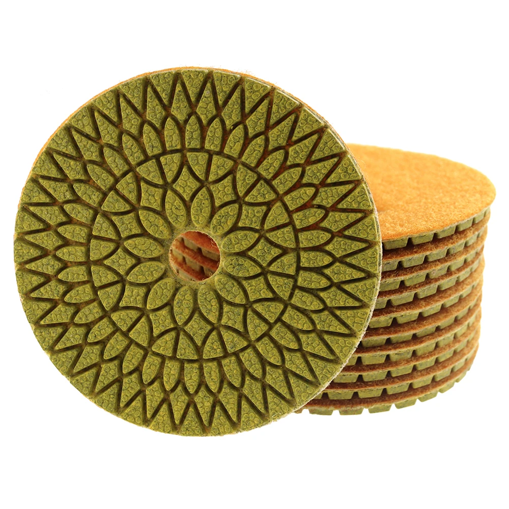 RIJILEI 10 Teile/los 4 Stufen 100mm Top Marmor Polierpads 4 Zoll Stein Polierpad Granit Nass Flexibles Polierpad WPD06 – Detail 7