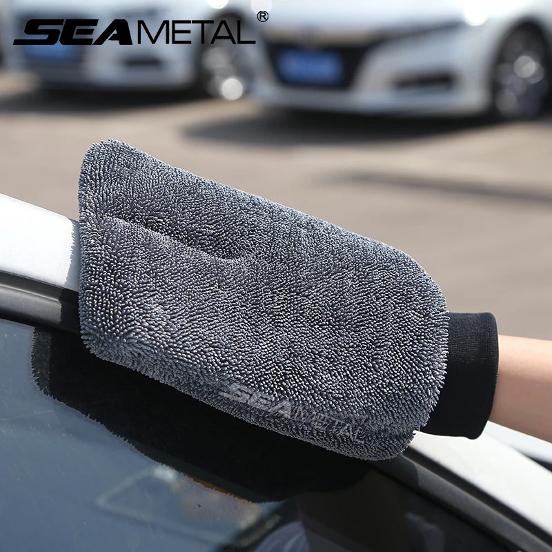 Microfiber Car Mitt Car Cleaning Gloves Microfiber Cleaning Gloves Microfiber Washing Gloves Microfiber Gloves SEAMETAL Microfiber Car Wash Glove High Water Absorption Cleaning Mitt Soft Scratch Free Washing Gloves For Car Detailing Care