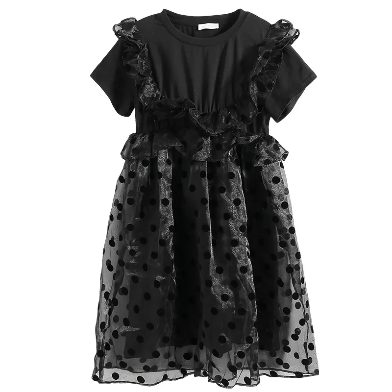 

Girls Mesh Dress 2023 New Children Summer Clothing Sweet Kids Princess Puff Sleeve Dress Patchwork, #7308