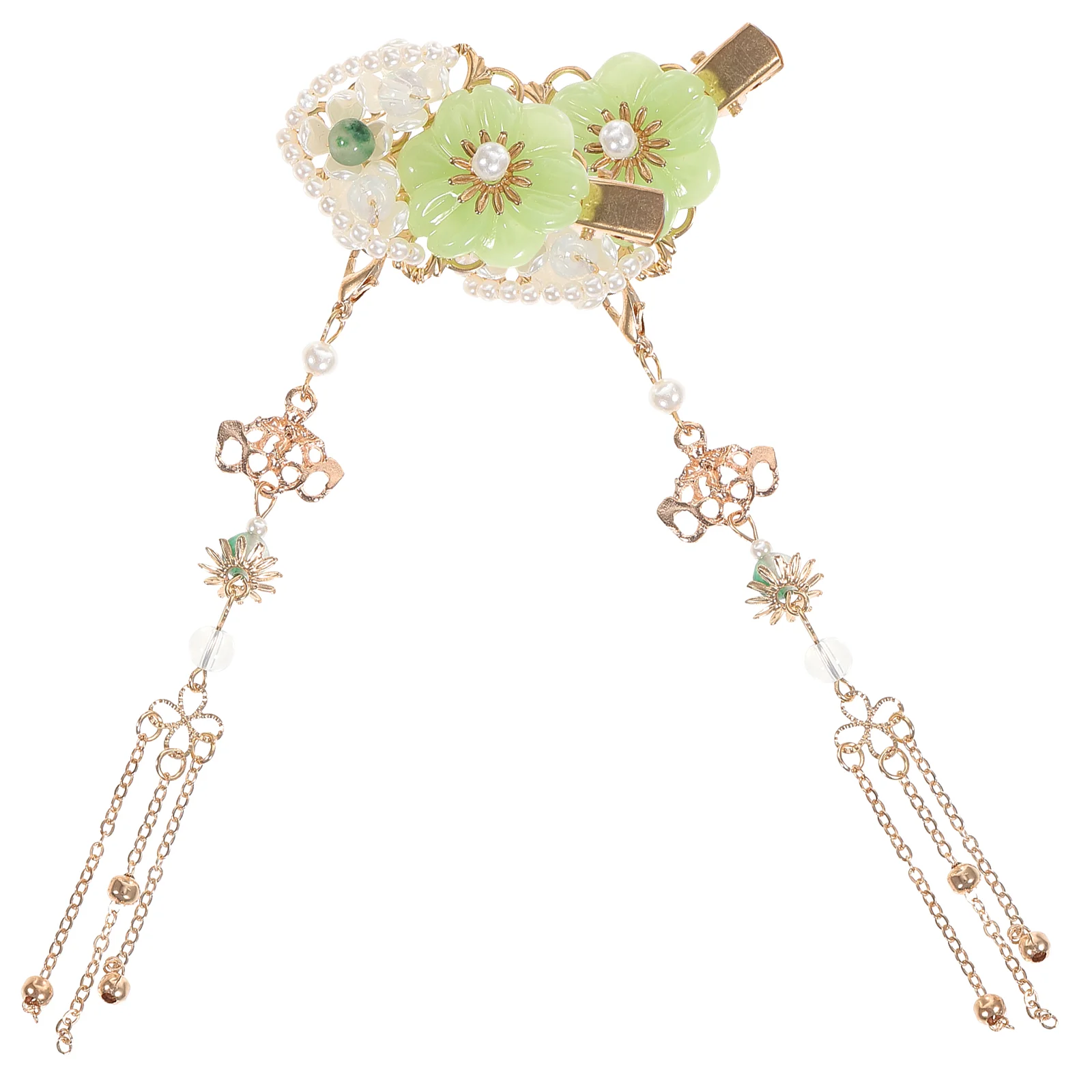 

2pcs Tassel Hairpin Flower Tassels Hair Clips Chinese Chinese Style Hair Clip Jade Hair Clips Tassels Headpiece Pearl